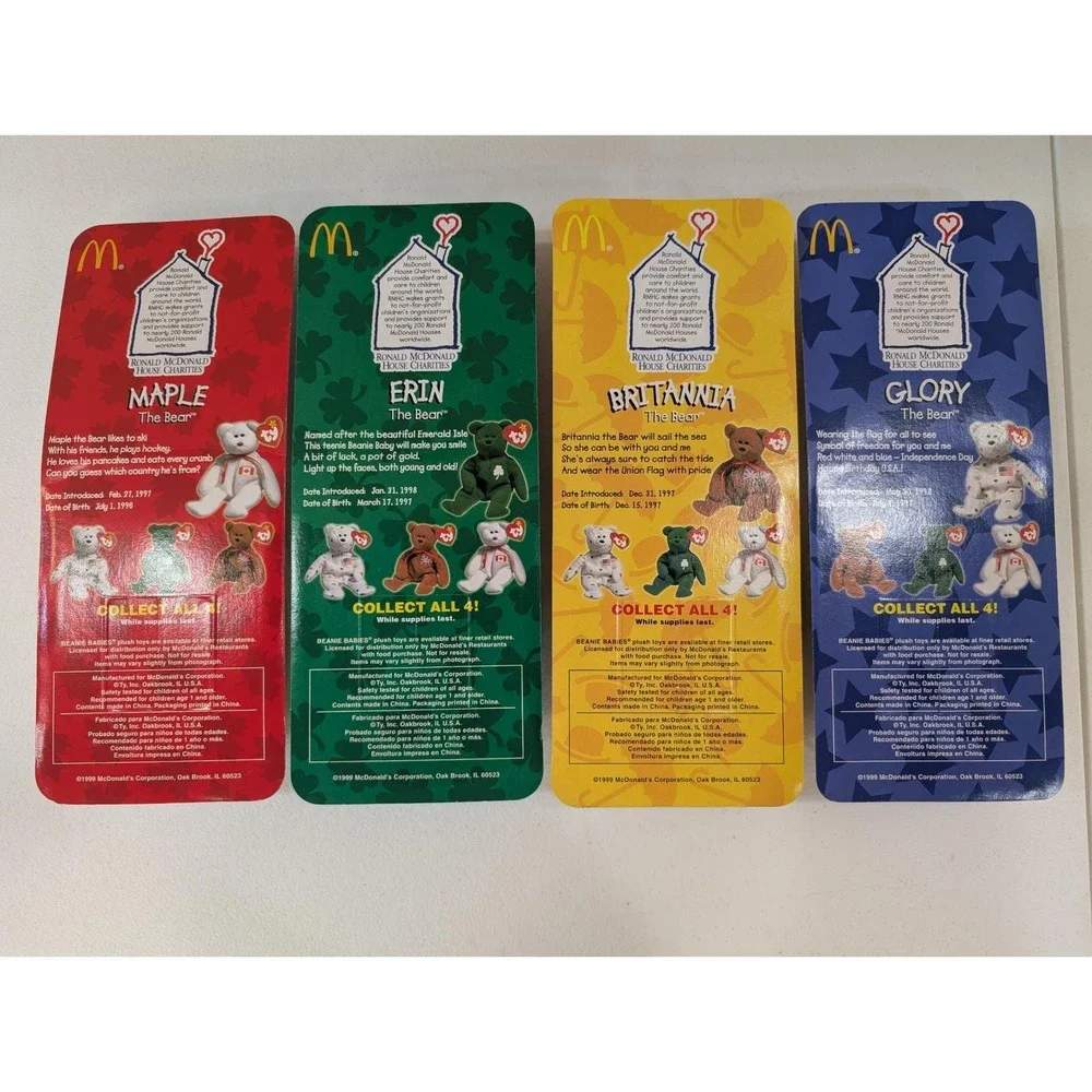 TY Beanie Babies Maple Erin Britannia Glory McDonald's House Charity Bears Set - Picture 6 of 6